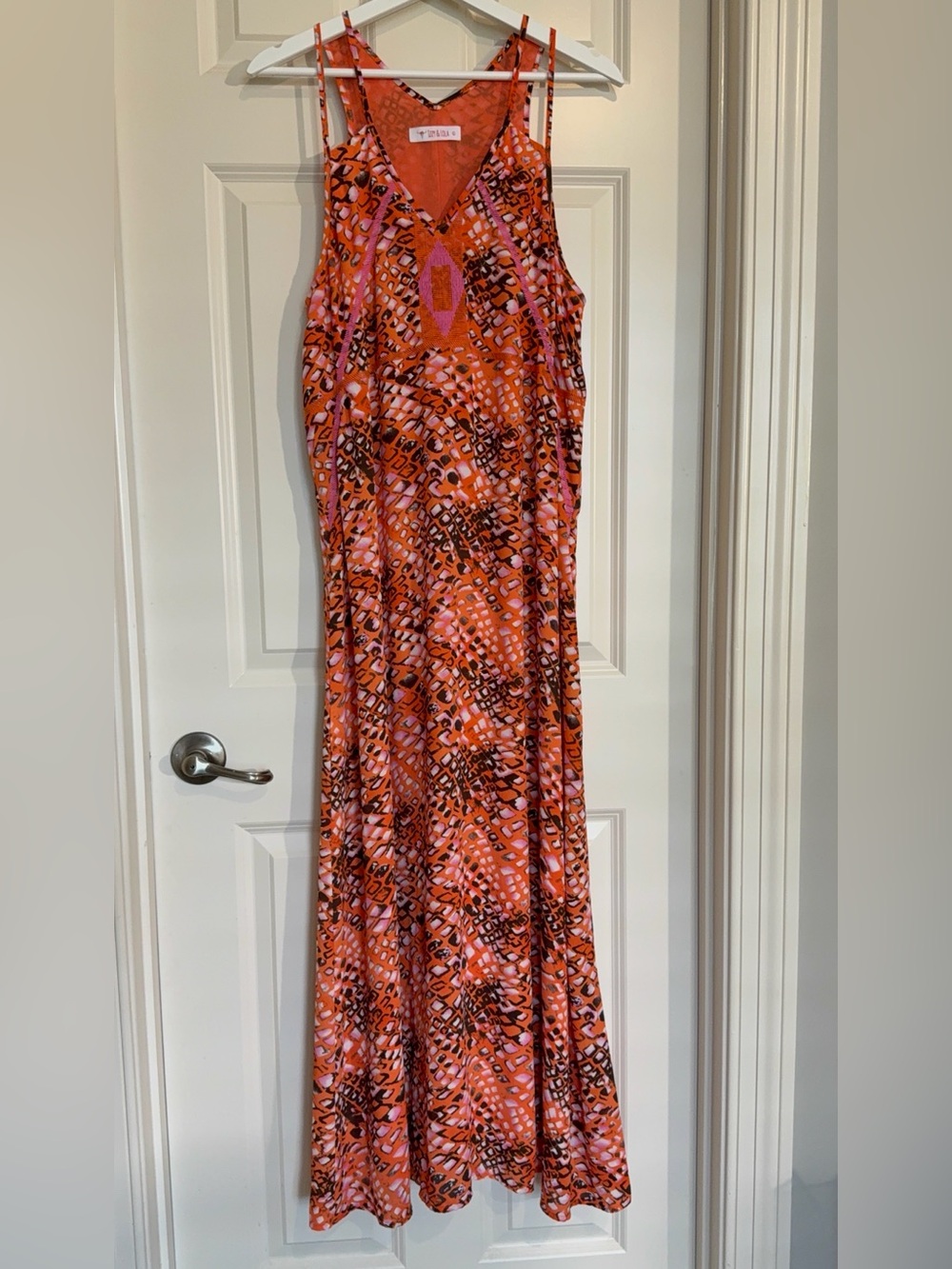 Izzy & Lola Orange and Pink Printed Maxi Dress